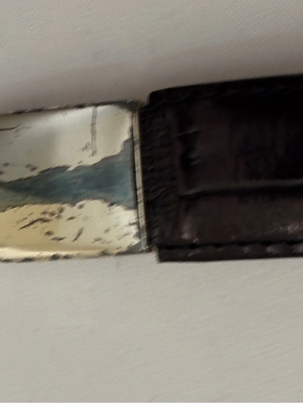 Brighton Black Crocodile-Embossed Leather Belt Silver Buckle Women’s Size 38